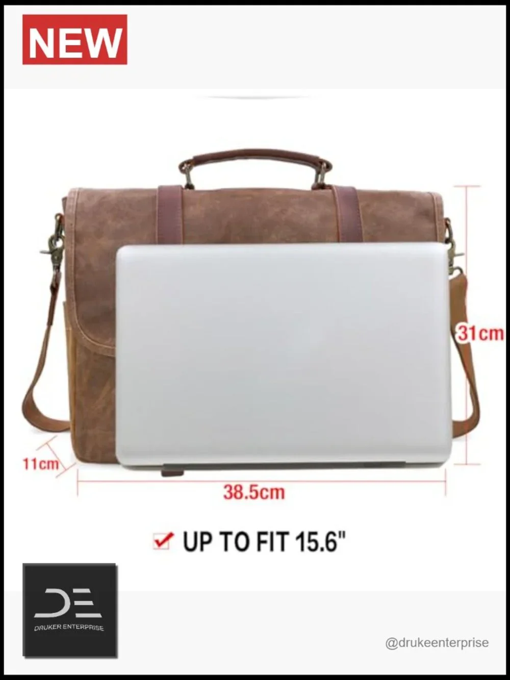 Vintage Messenger Laptop Bag 15.6